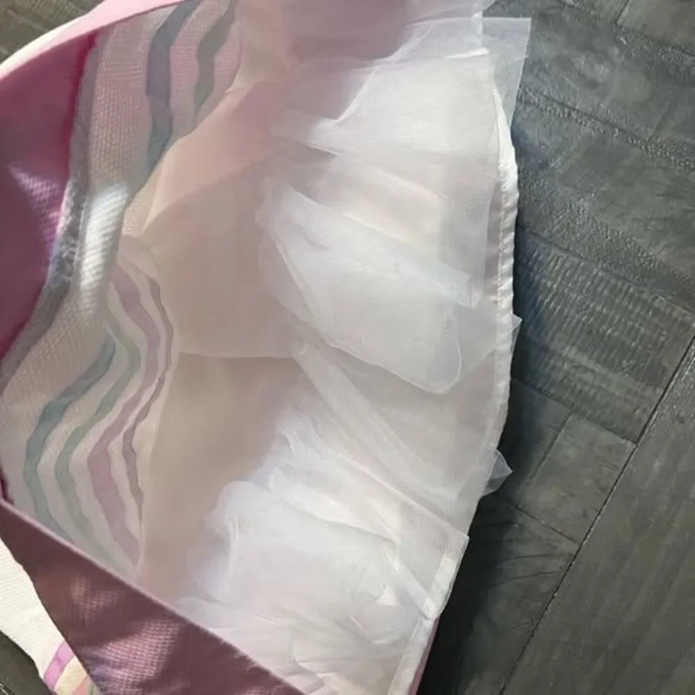 Gymboree White Dress with Pink Collar and Pastel Stripe Trim